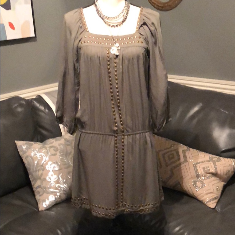Army Green dress with brass detail!